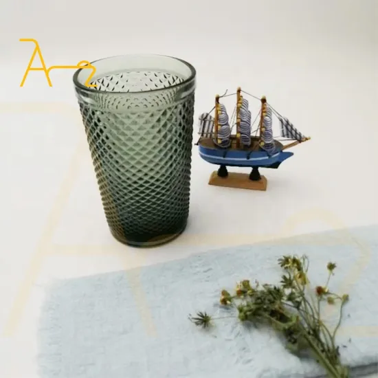 Customized European Style 350ml Green Drink Glass Tumbler for Wedding, Juice, Coffee Bar