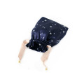 full star logo printing dark blue satin bag bag