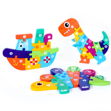 3D Cartoon Dinosaur Transportation Wooden Puzzle: Enhancing Brain Development and Intelligence through Cognitive Play