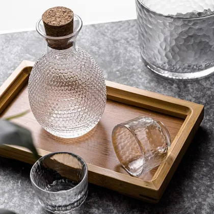 Japanese Sake Pot Set Glass Rice Wine Warmer Hot Pot