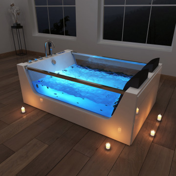 VIRPOL 2 Person Freestanding Acrylic Whirlpool Bathtub with Modern Hydromassage