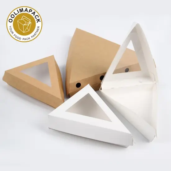 Triangle Cake Box with Window: Perfect Packaging Solution for White Bakery Sandwiches