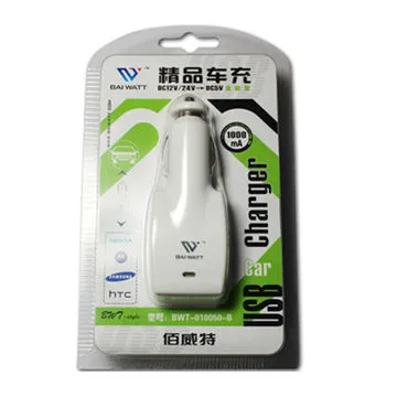 Car USB Charger, 5V, 1,000mA, CE certified
