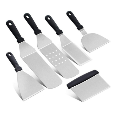 Stainless Steel Grill Spatula & Scraper Set for Hibachi BBQ & Camping