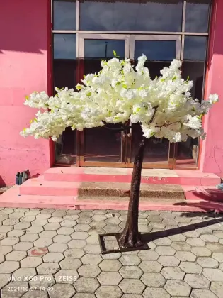 White wedding decoration cherry blossoms flowers artificial tree