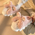 Cappy rabbit plush thick soled non-slip cotton slippers