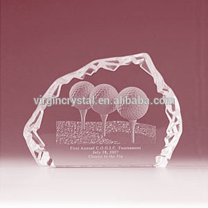 New arrival crystal iceberg plaque with 3d logo insert for golf award