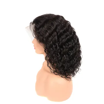Brazilian Short Cut Bob Hair Wig, Brazilian Curly Deep Wave 13x6 Lace Frontal Bob Wig