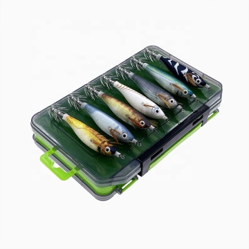 14PCS Saltwater Luminous Shrimp Squid Jigs Hooks Kit - Fishing Bait Lure Set with Tackle Box