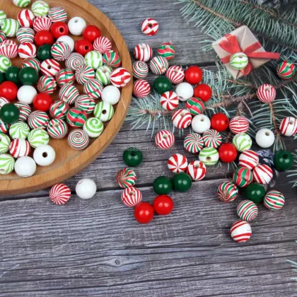 30pcs New Arrival Christmas Ornaments - Colorful Plastic Beads for Crafts