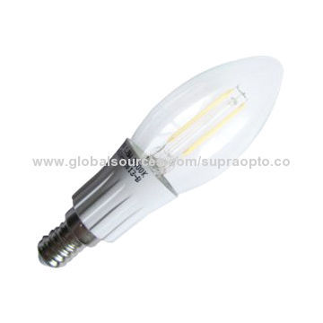 E12/E14 2W LED Filament Candle Bulb, 360 Beam Angle, >80Ra CRI, Dimmable