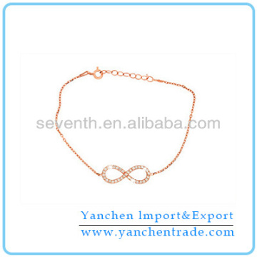 2014 Fashionable Design Gold Plated CZ Diamond Wholesale Infinity Bracelet
