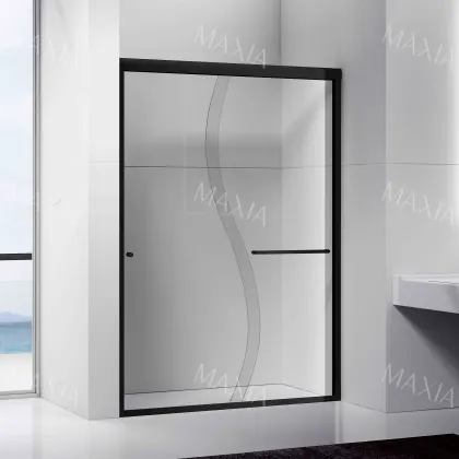 Black border S-shaped glass shower partition