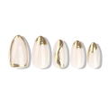 Waterproof Luxury almond false nail with golden liners