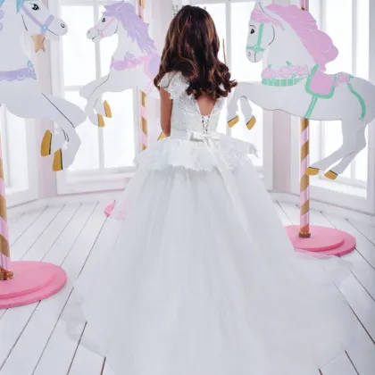 White sleeveless Wedding dresses party kids party wear dresses children dresses