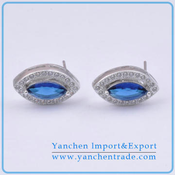 Fashion Design Eye Shape Sapphire Micro Pave Earring Custom Design Available