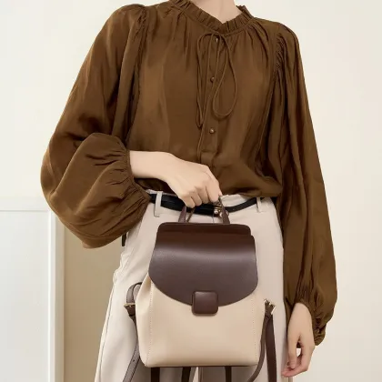 Versatile Genuine Leather Backpack for Women - Large Capacity Travel Bag