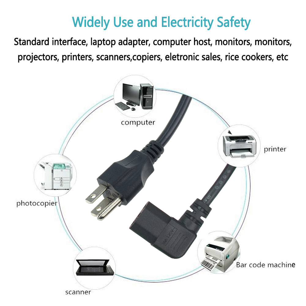 us plug power cable with right angle