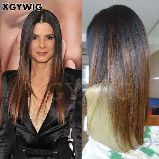 Stock T1B/4 Ombre Two Tone Colored Celebrity Glueless Virgin Human Hair Silk Top Full Lace Wigs