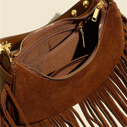 Classic Tassel Design Genuine Leather Bucket Bag