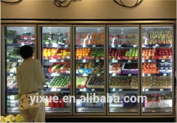 vertical beverage cooler drink bottles chiller freezer Multi glass doors refrigerator
