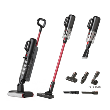 Wet and Dry Vacuum Cleaner featuring Double Roller Brushes and Hot Air Drying for Carpet and Hard Floor Cleaning