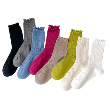Spring Summer 2024 Women's Socks: Twist Elastic Loose Slouch with Hollowed Out Pile Design
