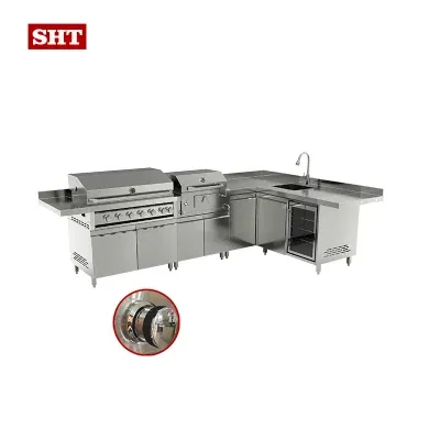 Backyard Outdoor Kitchen Cabinet Built-in Propane Barbecue Grill