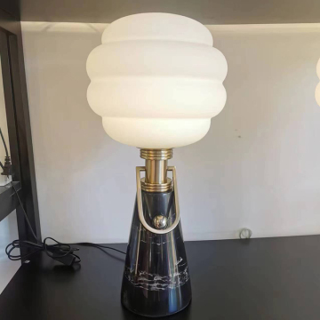 Modern Simple Marble Glass LED Table Lamp with Touch Control for Hotel Bedroom Decor