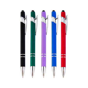 Factory Promotion 2-in-1 Touch Ballpoint Pen with Rubber Spray and Logo