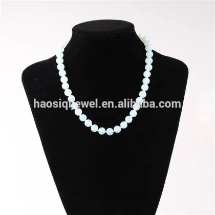 popular jewelry 10mm white porcelain beads necklace with electroplating platinum lobster clasp