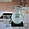 Vintage Recycled Bubble Glass Juice Water Handle Jug