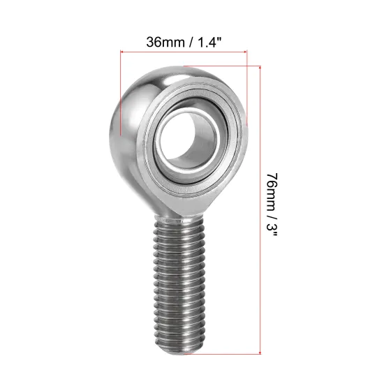 14mm M14x2 Right Hand Male Thread Stainless Steel Rod End Bearing