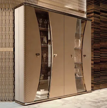 Modern Stainless Steel Tall Wine Display Cabinet with High-Quality Mirror Glass Decor
