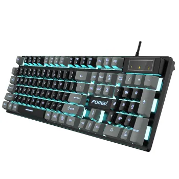 104 Keys FV-Q8 Gaming Keyboard with Backlit and Kickstand - Wired USB with Mixed Color Illumination