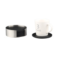 Stainless Steel Holder with Black DrinkSilicone Coaster Set