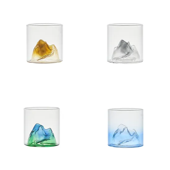 Hot Sale Old Fashioned Glass: Colorful Snowy Mountain Wine & Whiskey Glass for Bourbon
