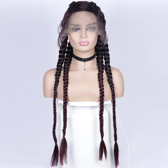 FZY Synthetic Hair Wig Glueless Braided Lace Wigs Wine Red Brown Vendor Braid Lace Wigs for Black Women Perruque Tresse