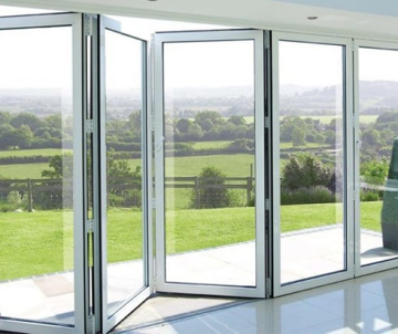 Latest Balcony Design:Accordion Awning Aluminium Bifold Vertical Folding Glass Windows