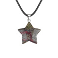 Bloodstone 30mm Star Pendant Pendant Necklace 45cm Black Cord