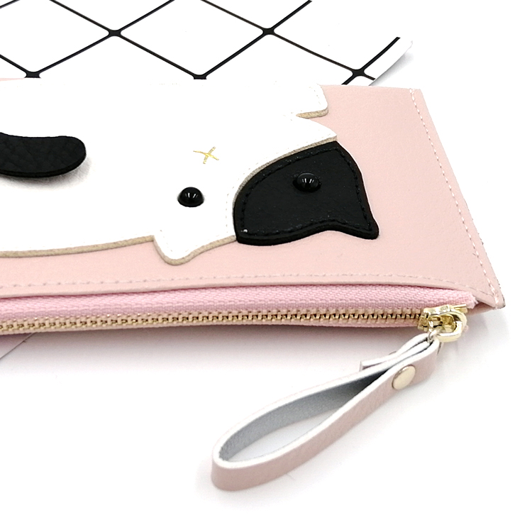 Leather cat short multi-function wallet