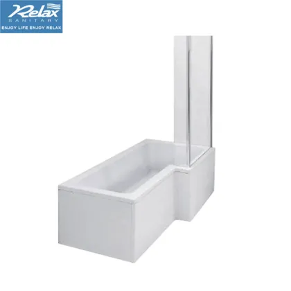Square L-Shaped Shower Bath With Screen