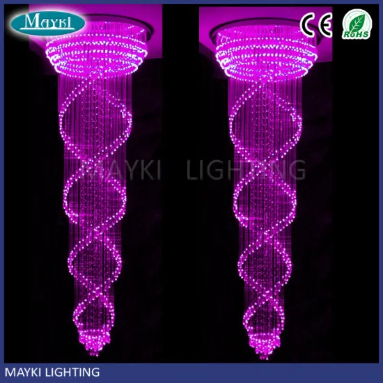 Multi color changing crystal fiber optic light chandelier for wedding decoration