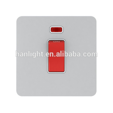 UK Type 45A 1 gang double pole single plate switch with neon