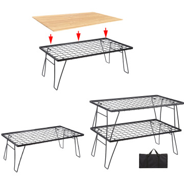 Mesa de piquenique portátil de bambu para acampamento e uso ao ar livre