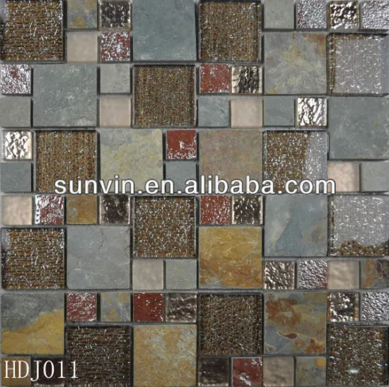 emperador stone mixed glass mosaic tile, stone glass mixed mosaic for floor, wall