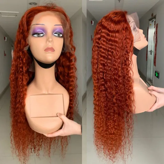 Customized Color Orange Lace Frontal Wig Transparent Lace Human Hair wig