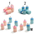 Blue Pink Baby's Milk Bottle Resin Cabochon Kids Dollhouse Toys Keychain Art Decor Bracelet Jewelry Making Accessory