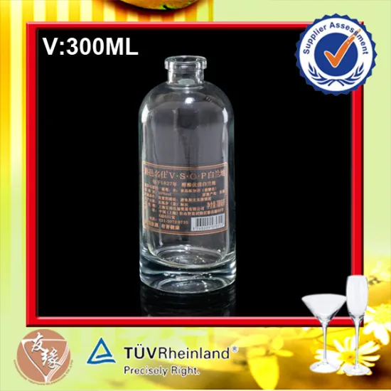 Round Crystal Clear Glass Bottle 300 ML Transparent Bottle