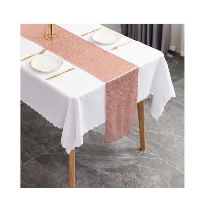 Wholesale Hotel Wedding Banquet Party Home Christmas Decoration Polyester Square Embroidered Sequin Table Flag